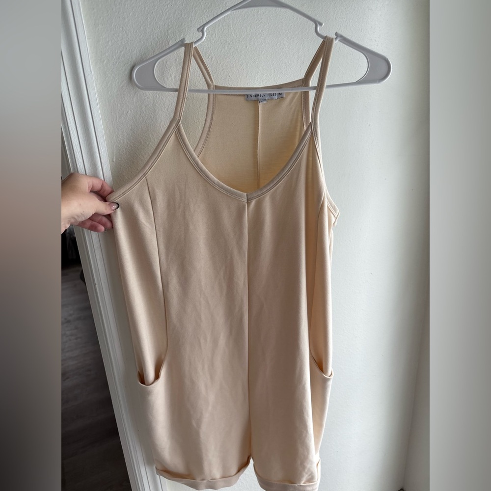 Sincerely Jules Tan Romper w/ Pockets